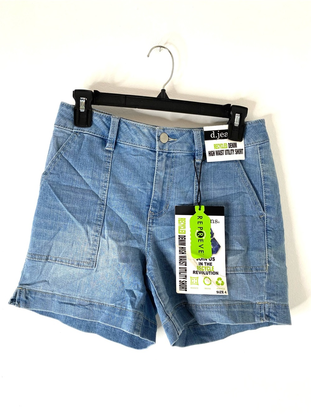 d. Jeans High Waisted Utility Jean Shorts Stretch Denim Patch Pocket NWT